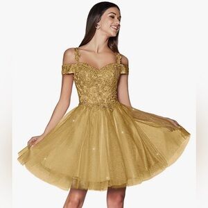 Sparkly Tulle Off The Shoulder A-line Dress